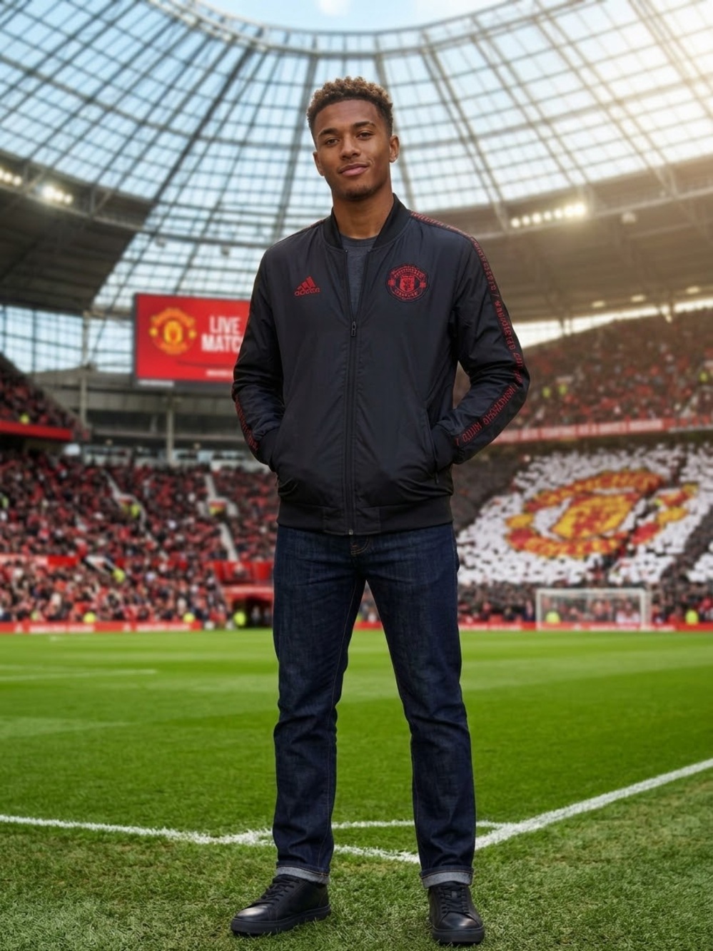 adidas Black Bomber Jacket with Red Team Logos